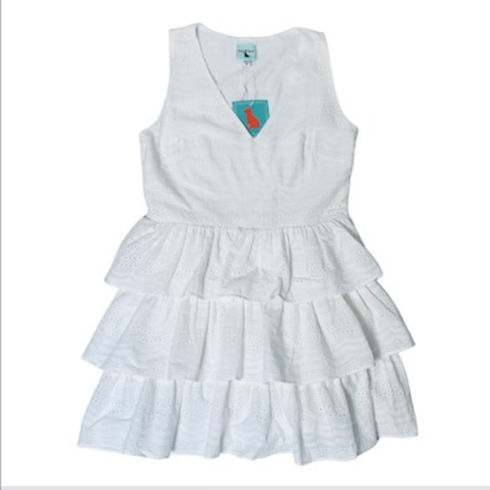 Haley and The Hound Chic White Tiered Sleeveless Dress
